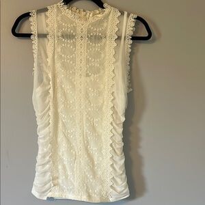 Charlotte Russe Cream Lace Sleeveless Top